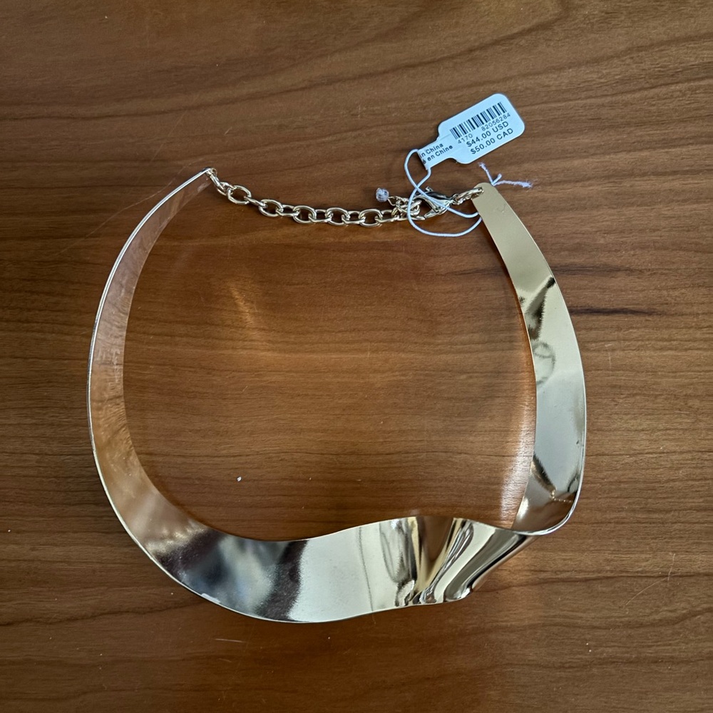 Anthropologie Folded Ribbon Metal Necklace - Picture 3 of 5